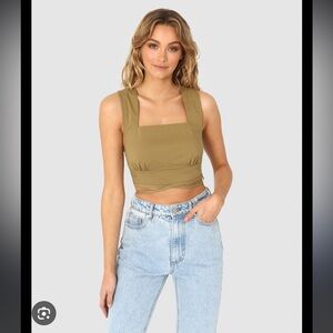 REVOLVE| MADISON THE LABEL JOLENE TOP IN KHAKI BNWT